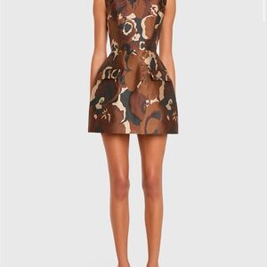 Amanda Uprichard Banco Brown Floral Mini Dress